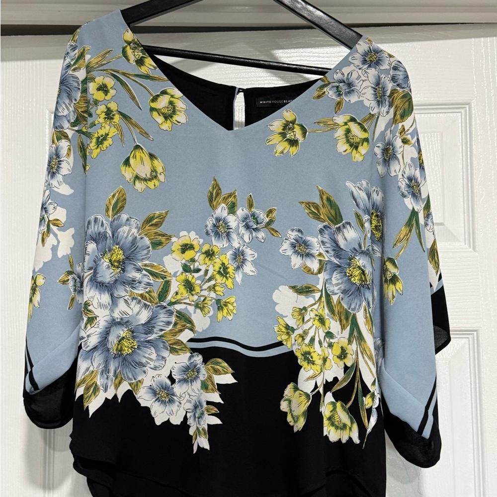 White House Black Market Asymmetrical Cream Blouse